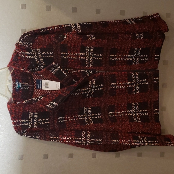 Chaps Sweater Blazer Jacket, Size L, Burgundy white black - Picture 6 of 8